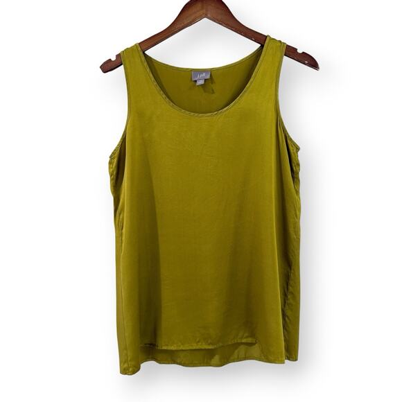 J. Jill Womens Green Sleeveless 100% Silk Tank Top XS Scoop Neck Quiet Luxury - Picture 1 of 9